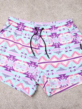 Not Dead Yet NDY Goat Shorts Mens XL Purple Aztec Print 6" Stretch Drawstring